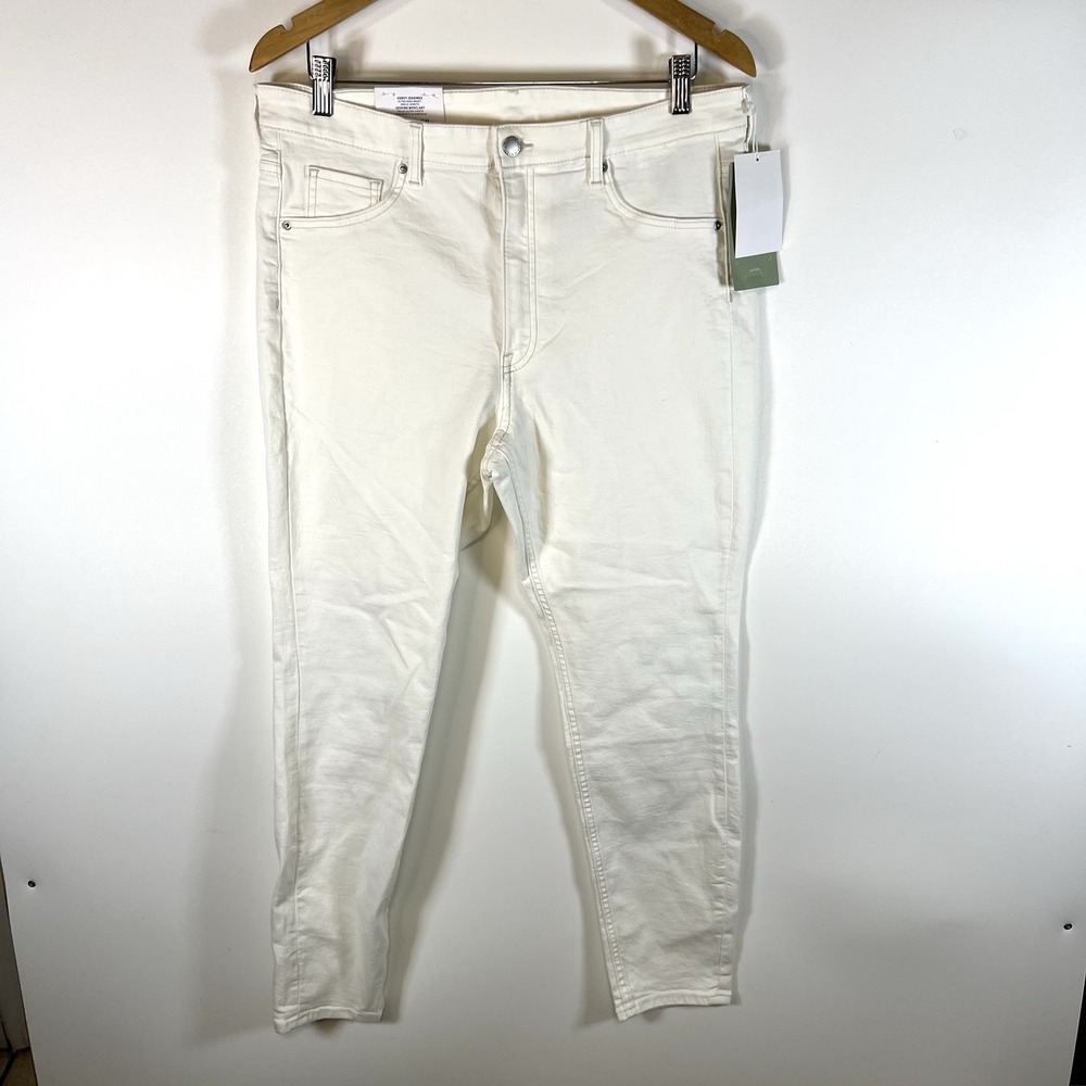 H&M White Curvy Jeggings Jeans Women's size 14 Ultra High Waist Ankle Length NWT